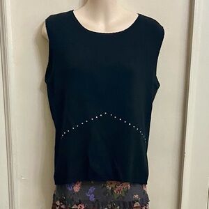 Ziani Couture Black Sleeveless Blouse with Rhinestones (L)